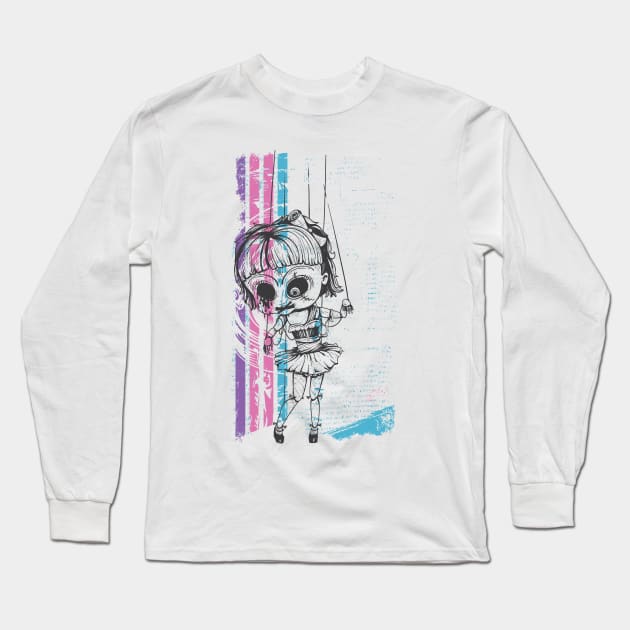 Creepy Puppet Girl Long Sleeve T-Shirt by NiceIO